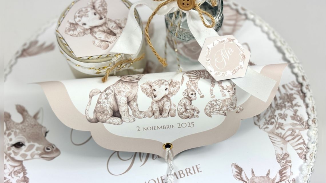 Trusou botez Dior Beige Nude Baby Safari tematică exotică și elegantă 32